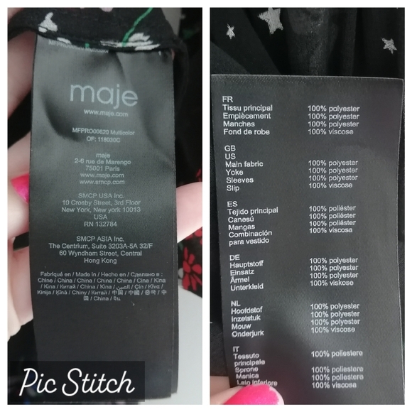 Maje Remix Asymmetric Paneled Floral Black Midi Dress 1 or Small - Picture 14 of 17